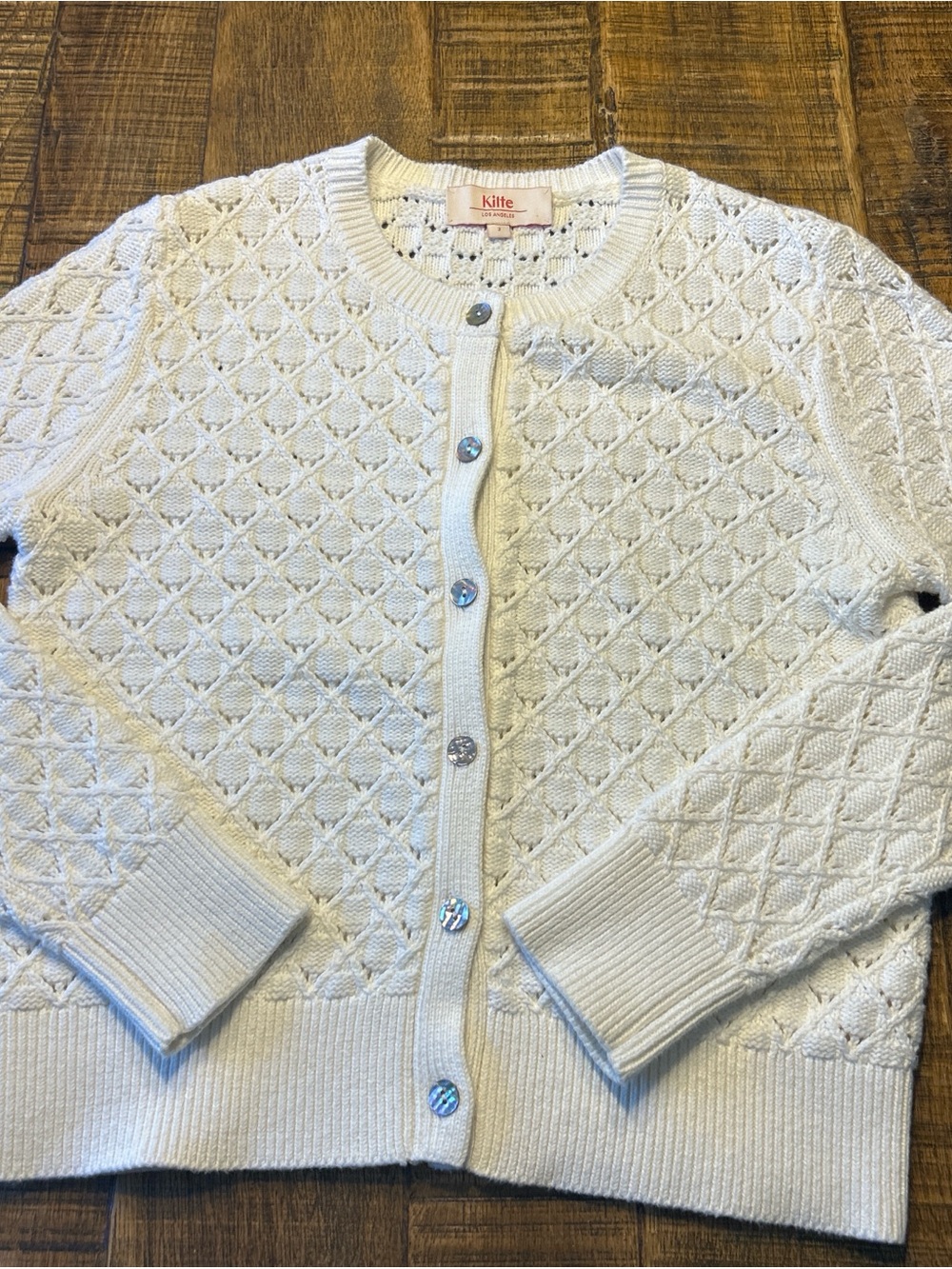 Kilte Los Angeles White Openwork Button-Front Cardigan